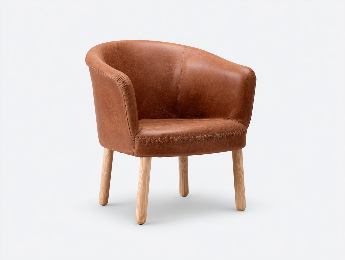 Poltrona - Pelle - 76 x 79 x 80 cm - Cognac - Stile vintage