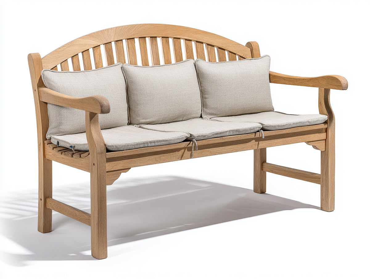 Panche da giardino - Legno massello-Tessuto - 176x69x98 cm - Naturale-Beige - Stile classico con schienale arcuato