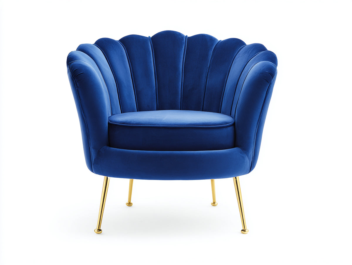 Poltrona - Velluto - 85 x 78 x 86 cm - Blu reale - Stile Art Déco