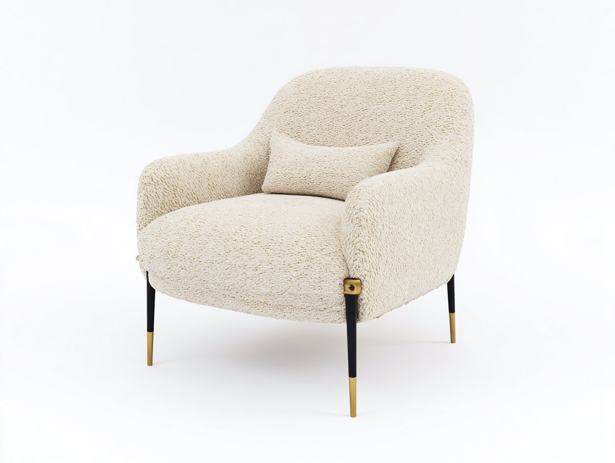 Poltrona - Tessuto bouclé - 82 x 79 x 88 cm - Avorio - Design contemporaneo