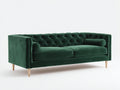 Divano lineare - Velluto - 218 x 91 x 80 cm - Verde bosco - Design moderno