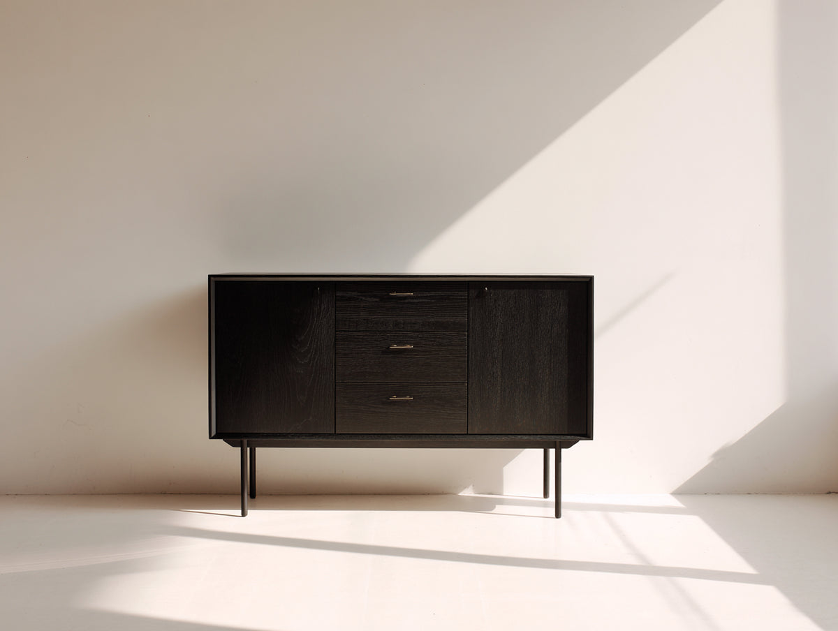 Mobile ingresso-Legno-148x41x79 cm-Nero-Stile moderno di metà secolo