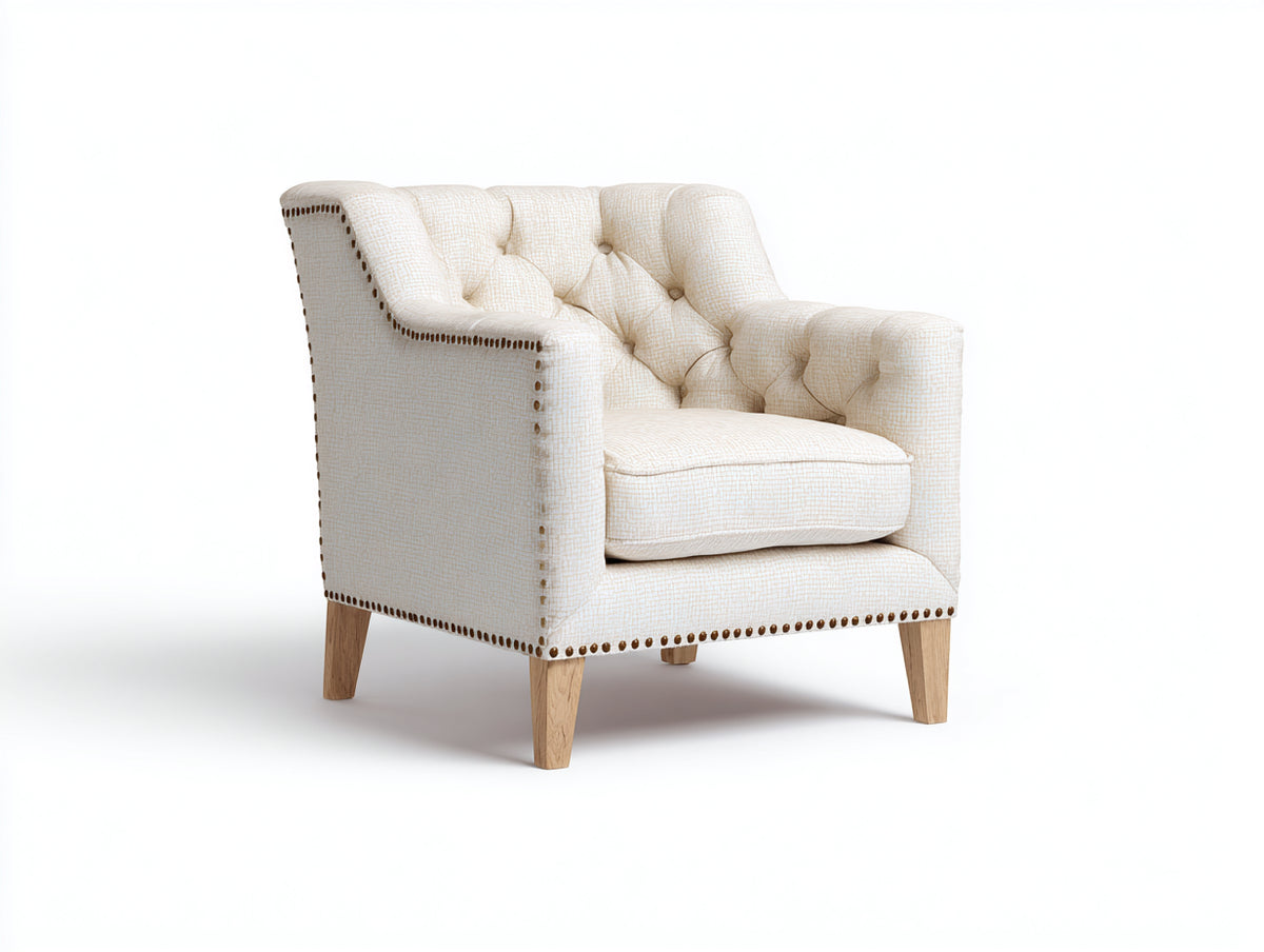 Poltrona - Tessuto - 84 x 88 x 87 cm - Crema - Stile classico