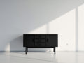 Mobile ingresso-Legno-144x40x81 cm-Nero-Stile moderno di metà secolo