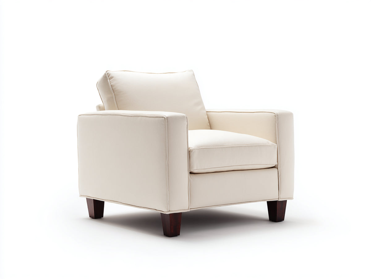 Poltrona - Pelle - 86 x 91 x 86 cm - Avorio - Design contemporaneo