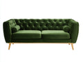 Divano lineare - Velluto - 225 x 92 x 82 cm - Verde oliva - Stile Chesterfield