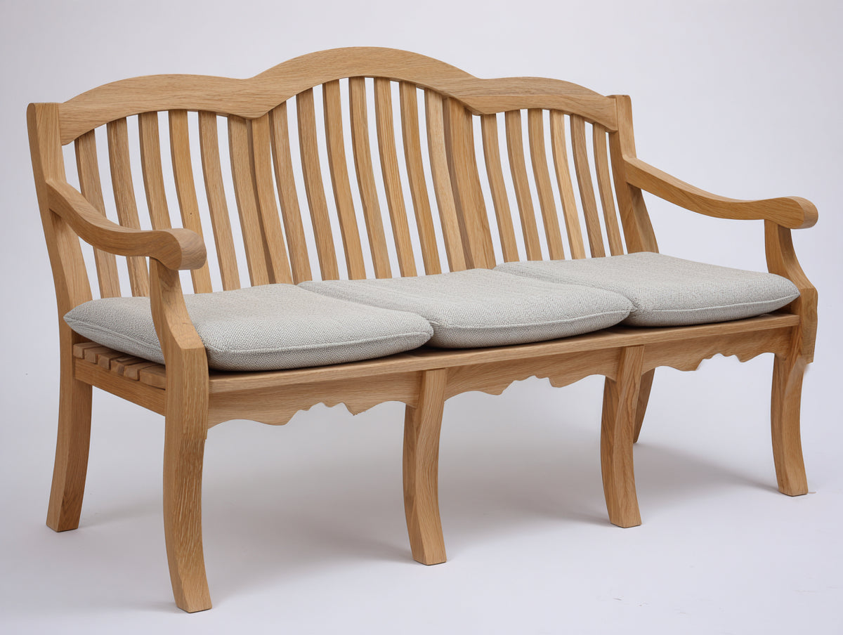 Panche da giardino - Legno massello-Tessuto - 171x67x96 cm - Naturale-Beige - Stile tradizionale con schienale ondulato