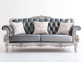 Divano lineare-Legno-Velluto-225x98x108 cm-Grigio argento-Argento-Stile barocco classico