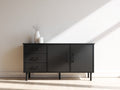 Mobile ingresso-Legno-150x42x78 cm-Nero-Stile industriale moderno