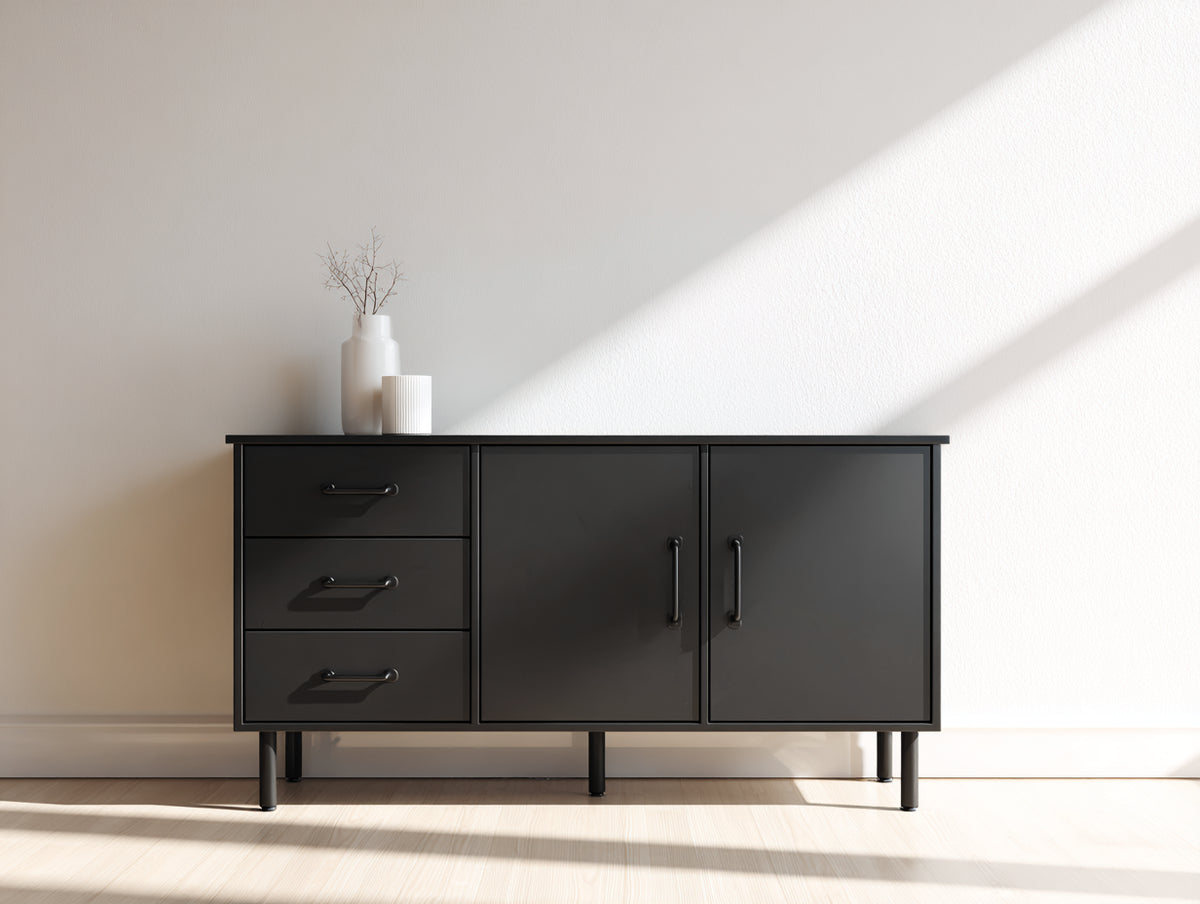 Mobile ingresso-Legno-150x42x78 cm-Nero-Stile industriale moderno