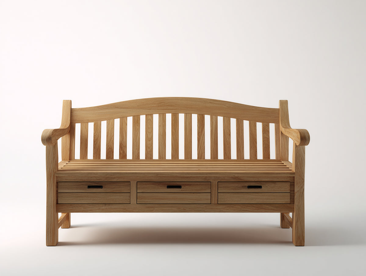 Panche da giardino - Legno massello - 154x60x92 cm - Naturale - Stile classico con contenitore