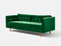 Divano lineare - Velluto - 214 x 93 x 82 cm - Verde smeraldo - Stile moderno